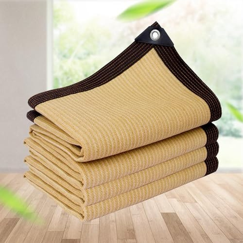 KSQP Telo Ombreggiante 3x3 3x4 Gazebo Vela Ombreggiante Impermeabile Tessuto Telo Ombreggiante Serra Oscurante 90% Anti-UV Antistrappo per La Privacy Giardino Patio Frangivento,beige-5x6m