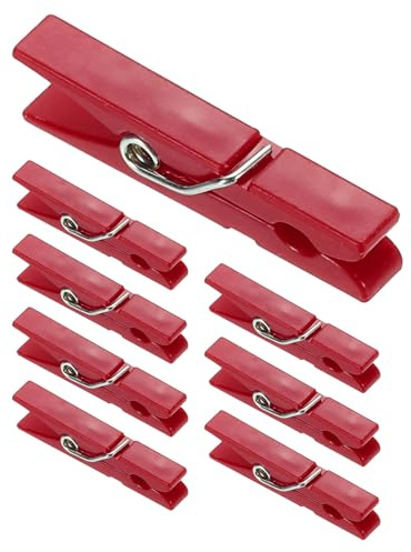 PATIKIL 3,6 cm färgade klädstift, 100 st mini färgglada plastklädklämmor starkt grepp fotoklämmor för bilder hängande kläder dekorativa hantverk, röd