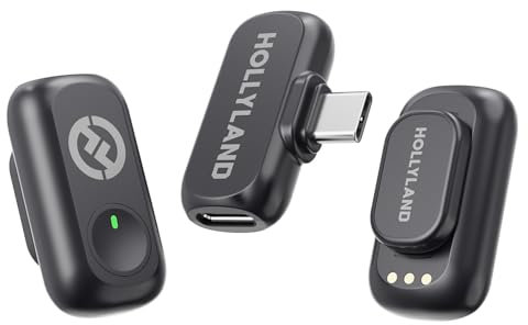 Hollyland Lark A1 Mini Duo Kabelloses Lavalier Mikrofon für iPhone 15/16/17 & Android, 48kHz/24-Bit, 3-Level-intelligentes Rauschen, Microphone für YouTube, Podcast, Vlogging (Schwarz, 2TX + USB-C RX)