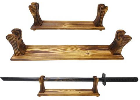 Ausstellungsständer, handgefertigter Samurai-Schwertständer aus Holz, Sammlerständer, 2 Größen verfügbar, Schreibtischständer (klein bis 26 Schwert)