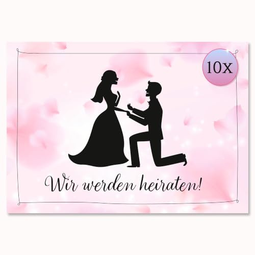 Edition Colibri 10 Einladungskarten Hochzeit A6 – Hochzeitskarte Brautpaar Trauung Liebe, Hochzeitsfeier Karten Set romantisch modern schlicht, Design pink, edle Hochzeitseinladungskarten für Paare