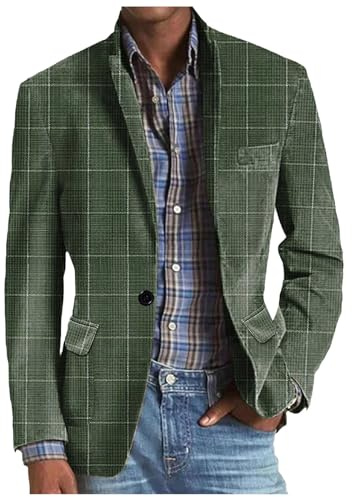 Duohropke Sakko Blazer Vintage a cuadros 2024 Regular Fit Casual Modern Sakkos Rayas Hombres Suit Jacket Traje Chaqueta de Traje para Boda, Fiesta, Finalización de Negocios