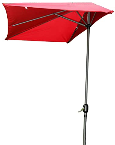 Lightweight Waterproof Patio Umbrella 250x130 cm – Half-Rectangle Outdoor Sunshade with Crank for Garden Terrace & Backyard, Sand Color – Perfect for Sun Protection