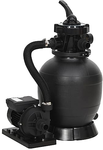 Tomostar Système de Filtre à Sable, Pompe Piscine Filtration à Sable Filtre de Piscine avec vanne 6 Voies Noir