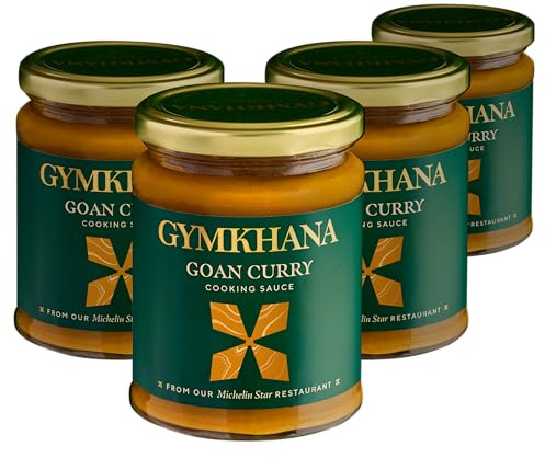 Gymkhana Indian Goan Curry Cooking Sauce Paste, Authentic Indian Michelin Star Recipe, 300 ml per Jar of Gluten Free Curry Sauce for Meat or Vegetables - 4 Pack