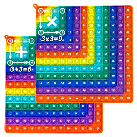 Briocht Double-Sided Maths Toy | 12x12 Times Tables & 1-24 Addition | Educational Fidget Game for Kids | Fun Math Facts Learning Board