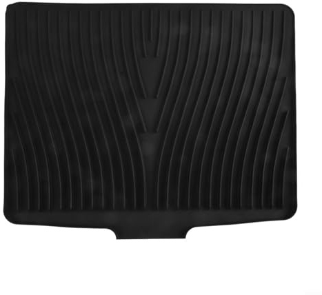 Eawfgtuw Tappetino scolapiatti da cucina in silicone, 50 x 43 cm, con design a scolo aperto e base antiscivolo, resistente al calore, impermeabile, per piatti, bicchieri, pentole (nero)