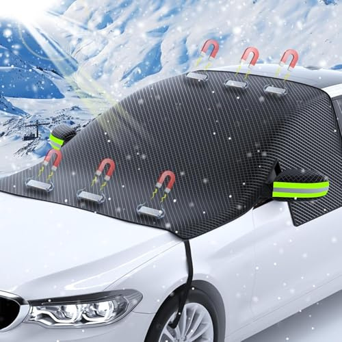 Jeinbuil frontscheibenabdeckung Winter Auto Abdeckung | Winter frostschutz windschutzscheibenabdeckung (Windschutzscheibe + Seitenscheiben + Außenspiegel + Türgriffe)