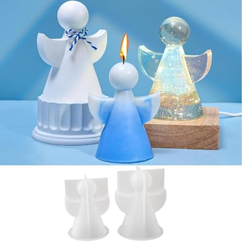 WIKIMO 2 Stück Silikonformen Gießformen Weihnachten für DIY Engel Silikonform 3D Engel Silikonform Weihnachten Epoxidharz Formen für Gips Kerzen Gießen