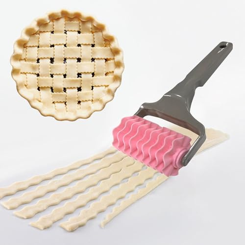 Ginfonr Pastry Wheel Cutter, Pasta Cutter Wheel for Fluted Pastry Ravioli Cutter Wheel with Handle, Designs Pizza Pie Crust Decorating Tools for Home and Kitchen Use