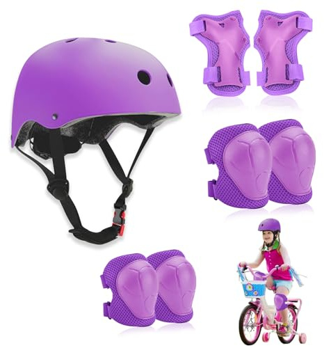 Protection Roller Enfant, Réglables Coudières Genouillère | Casque Vélo Enfant Kit, Sets de Protection Rollers pour Roller, Vélo, Skateboard, Trottinette