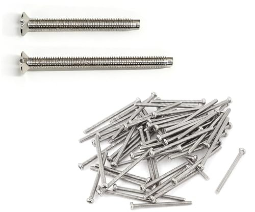 40PCS M3.5 Electrical Socket Screws, Silver Flat Head Slotted Machine Screws, Mixed Length 40mm, 50mm, Electrical Switch Screws for Socket & Switch Installation, Back Boxes & Faceplates