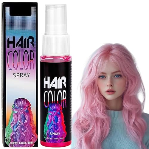 Pink Hair Color Spray, Washable & Semi-Permanent Hair Dye for Instant Styling, Unisex Colored Hair Spray Washes Out Easily(Pink)