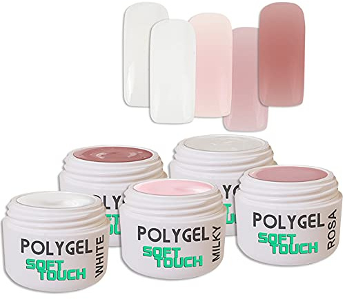 Nagelstudio Gel Set PolyGel AcrylGel Soft Touch für Anfänger und Profis (Basic Set 5 x 5ml)