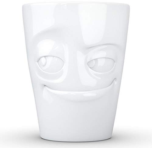 FIFTYEIGHT PRODUCTS / Tassen / Henkelbecher „Verschmitzt (Porzellan, 350 ml, Weiß, Made in Germany)
