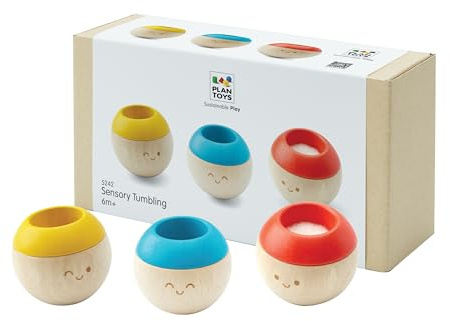 PlanToys® Sensorik-Spielzeug Baby Holz | 3 Montessori Greiflinge zum Rollen | Montessori-Sensorikspielzeug aus Holz ab 6 Monaten: 3 Greiflinge für Hören, Sehen & Fühlen. Fördert Greifen & Wahrnehmung