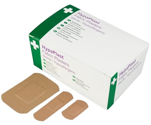 Safety First Aid Group HypaPlast Heavy Duty Fabric Plasters, Assorted (Pack of 100) Sterile Hypoallergenic