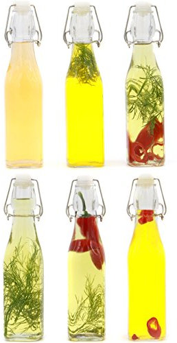 Clip Top Glass Bottles – 500ml Set of 6 Airtight Swing Top Bottles for Home Brewing, Kombucha, Oil, Vinegar, Cordials & Water – Leakproof Cruet Dispensers – Vintage Clear Glass – M&W
