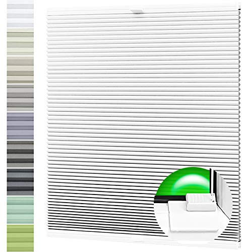 Wabenplissee Verdunklung Thermo Plissee Kleben Ohne Bohren Weiß Rückseite Weiß 75x120 cm