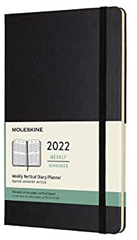 Moleskine, Agenda Settimanale 2022, Agenda Settimanale 12 Mesi con Layout Verticale, Weekly Vertical Planner, Copertina Rigida, Formato Large 13 x 21 cm, Colore Nero, 144 Pagine