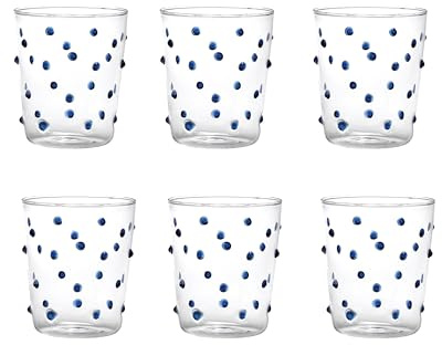 Zafferano Party Gläser Set aus Borosilikatglas im Polka Dot Design (Blau)