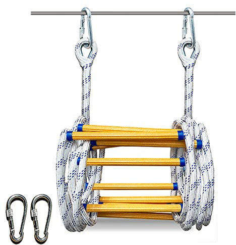 Yclty Strickleiter,Feuerfeste Rettungsleiter Erwachsene Rettungsseilleiter Mehrzweckleiter Feuerleiter (3-50M) für Notfälle schwer Sicherheitsleitern mit Karabinern Perfekt Für Feuerleitern Und Balk