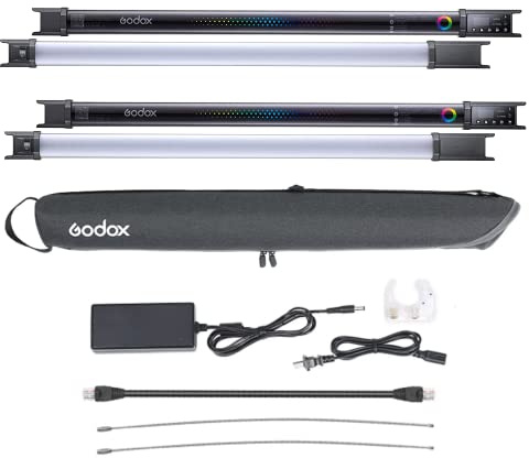 GODOX TL60-K2 18w TL60 RGBWW Tube Lights Handheld Full-Color LED Video Light Wand Battery Neon Lighting Stick CRI TLCI96+ FX Effect 2700-6500K APP DMX Film Video Streaming Studio Photography (Twin)