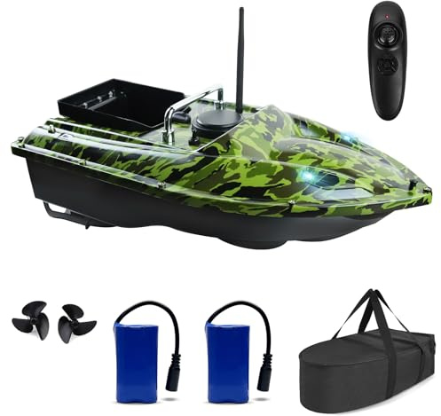 AHWZ Fishing Bait Boat, 500M Wireless Remote Control Bait Boat 1.5KG Load Assisted Fishing Tool,Boat with Double Batteries