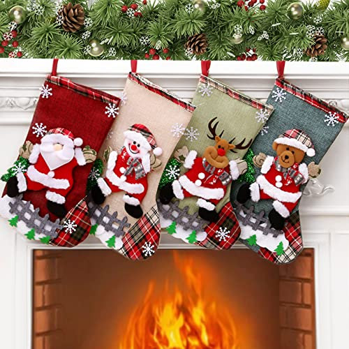 JOYBOY Weihnachtsstrümpfe,4pcs Nikolausstrumpf Set,Weihnachtsstrumpf Geschenktüte,Nikolausstiefel Socken,Weihnachtsstrumpf Set, Weihnachtsbaum Socken,Nikolaussocken,Weihnachtsstrümpfe