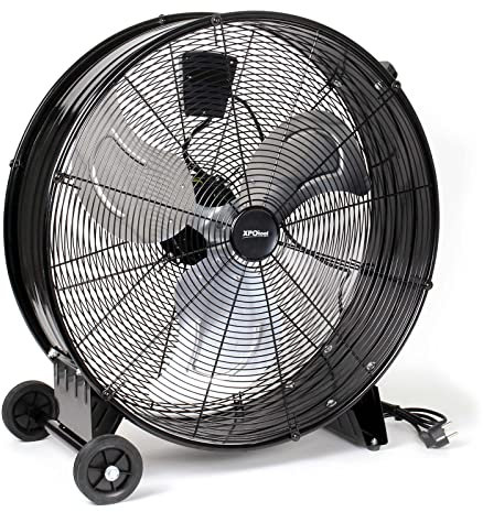 Wiltec Ventilatore industriale 60 cm 180 W Ventilatore a tamburo da pavimento portatile con cavo e 3 velocità