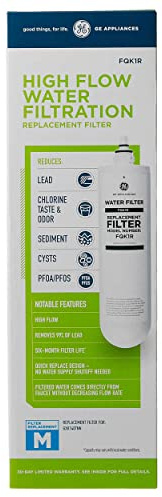 GE Single Stage Under Sink Replacement Filter, Fits GE GXK140TNN and GXULQK systems, Reduces Lead, Chlorine & Other Impurities for Better Water, Easy Install, Twist & Lock Design, FQK1R