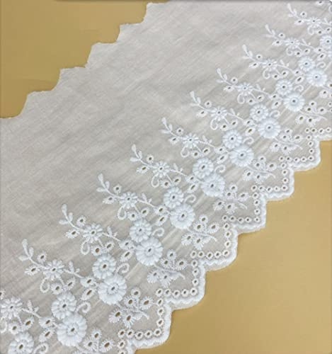 Wambere Vintage Hohle Stickerei Baumwolle Spitzenband Dekoband Zierband Spitzenstoff Spitzenborte Borte für Nähen Handwerk Weihnachtsdekoration Hochzeit Vorhang Deko Geschenkbox 11cmx3Yard,Weiss