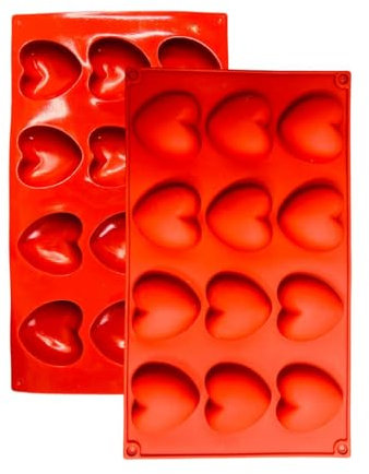 Moule en Silicone, 1 Moule Cœur Bombé avec Revêtement Antiadhésif, Moule en Silicone P â tisserie pour Muffins, Brownies, Gâteaux, Pudding, Glaçons, Gelée, Quiches (29 x 17 cm) – 12 cavités