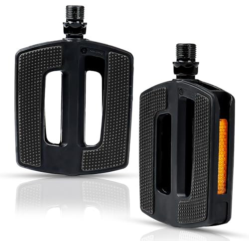 Fahrradpedale, Fahrrad Pedale City/Trekking | Comfort-Pedal | rutschfeste Pedalenaus Gummi | Fahrradpedal inkl. Reflektoren, StVZO, Komfort, Leicht (Schwarz)