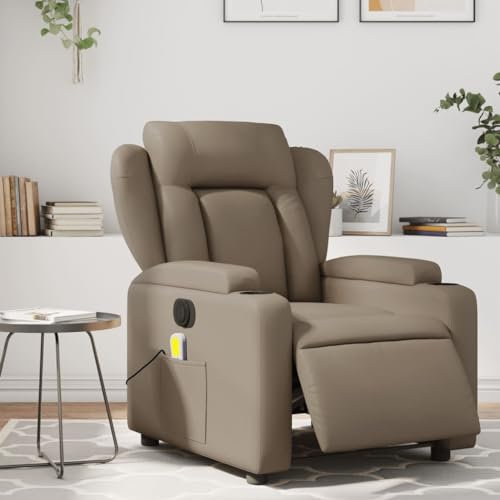 Gecheer Massagesessel Elektrisch Relaxsessel Fernsehsessel TV Sessel Liegesessel Massagefunktion Ruhesessel Polstersessel Relaxliege Loungesessel Wohnzimmersessel Cappuccino-Braun Kunstleder