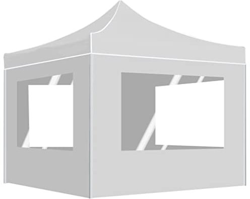 ShGaxin Professionellt vikbart tält med väggar, trädgårdstält, utomhustält, partytält, hopfällbara tält, biltält, vit aluminium, 2 x 2 m