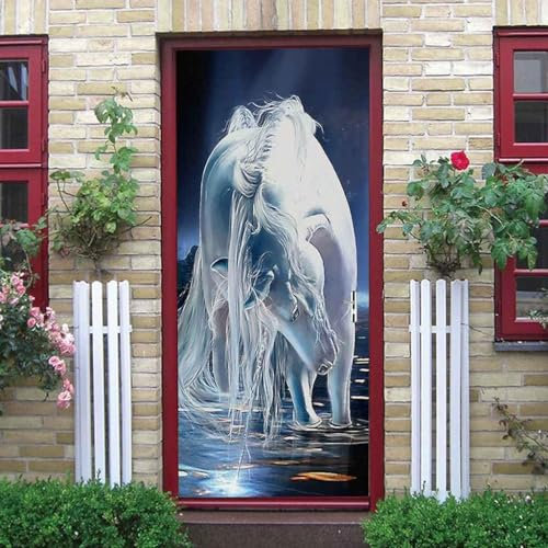 3D Türtapete Selbstklebend Sternenhimmel Tier Pferd 90 X 200 Cm Diy Wandbild Pvc Wasserdicht Pvc Türtattoos Türposter Türaufkleber Fototapete Türfolie Für Tür,Wohnzimmer,Schlafzimmer,Küche To -9A6Y5A0