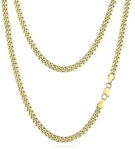 KRKC Herren Halskette, 14K Gold Vergoldet/Silber Edelstahl 3/4/5/6mm | Cuban Link Chain Panzerkette Geburtstag Geschenk Nickel-frei Dünne Kette Gliederkette für Männer Länge 45-61cm