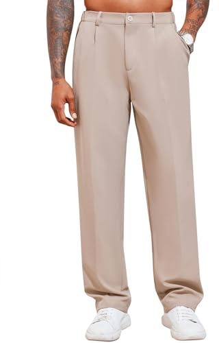 Runcati Pantalon chino décontracté pour homme - Pantalon de costume élégant - Pantalon en tissu élégant pour homme - Pour le travail, Abricot, XL