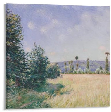Alfred Sisley Wandkunst, Motiv: Sahurs Meadows in Morgensonne – berühmtes Ölgemälde, Impressionismus, Fotokunst, Gemälde, Leinwand, Poster, Zuhause, moderne Dekoration, Poster, 30 x 30 cm