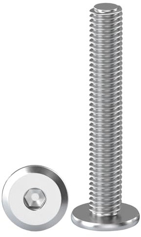Drenky Tornillos de cabeza plana con hexágono empotrado, 10 unidades de conexión para muebles M8 x 50 mm, cabeza semicircular de acero inoxidable A2 V2A, rosca completa, a máquina