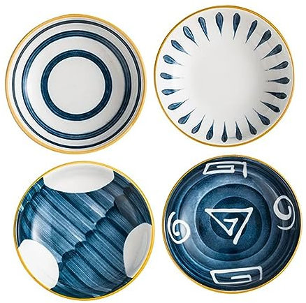 COLLBATH 4pcs Ceramic Dipping Bowls Set Small Sauce Dishes for Soy Salad Snack for Home Restaurant Picnic