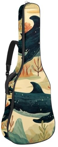Bassgitarrentasche, 101,6 cm, 101,6 cm, doppelter verstellbarer Schultergurt, Akustikgitarre, Gigbag, Gitarrenkoffer, wasserdicht, Oxford-Stoff, dicker Schwamm, Vintage-Wal, Seetang, Vintage Wal