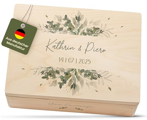 Amari ® Personalisierte Erinnerungsbox aus Holz | Pflanzwelt | Individuelles Hochzeitsgeschenk Erinnerung Hochzeit Personalisiertes Holzkiste