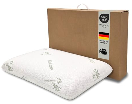 Foxx Oreiller orthopédique en bambou viscoélastique - 60 x 40 cm - Pour dormir sur le côté ou le dos - En mousse viscoélastique à mémoire de forme - 60 x 40 cm