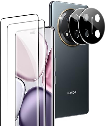 Rojeuinn [4 Pack Protector de Pantalla para Honor Magic 7 Lite 5G,[2 Pack] Cristal Vidrio Templado y [2 Pack] Protector de Lente de Cámara,Anti-Arañazos-dureza 9H Cristal Templado