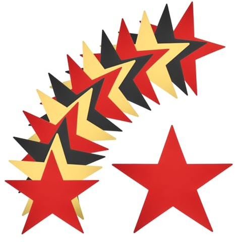 QUARKZMAN 80 Piezas Recortes de Estrellas de Papel de Doble Cara Decoración de Estrellas de Cartón para la Pared de la Clase Fiesta Suministros para Fiestas, 6 Pulgadas (Rojo, Negro, Oro)