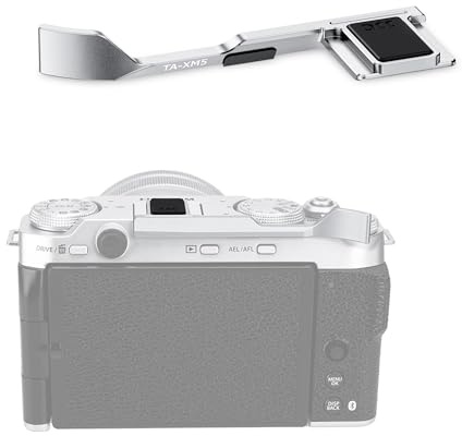 JJC XM5 Metall tummen upp-grepp het sko tumstöd handgrepp för FUJIFILM FUJI X-M5 spegelfri kamera, förbättrat grepp för enhandsfotografering, silver