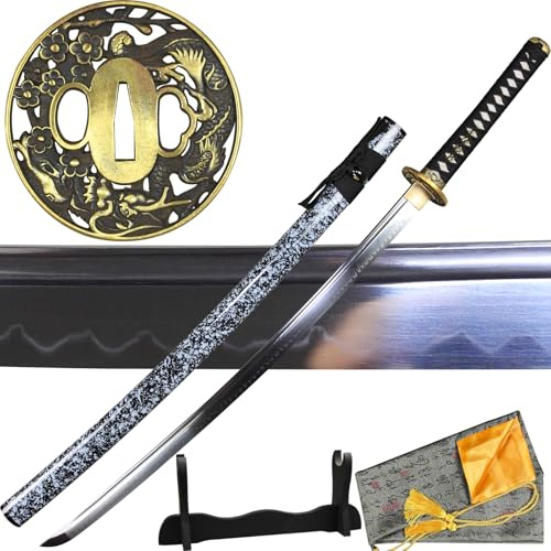 Handgefertigt Katana Schwert T10 Stahl Samurai Schwert Scharf Echt Lehm Gehärtet 102cm