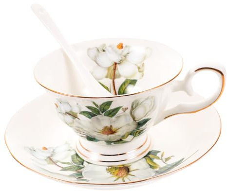 WUSHADEHANS Tazas de café de cerámica. Taza y platillo de Porcelana Fina de Hueso, 1 Juego de Tazas de café expreso, Tazas de café expreso, Tazas de té Chinas, Taza de té de China